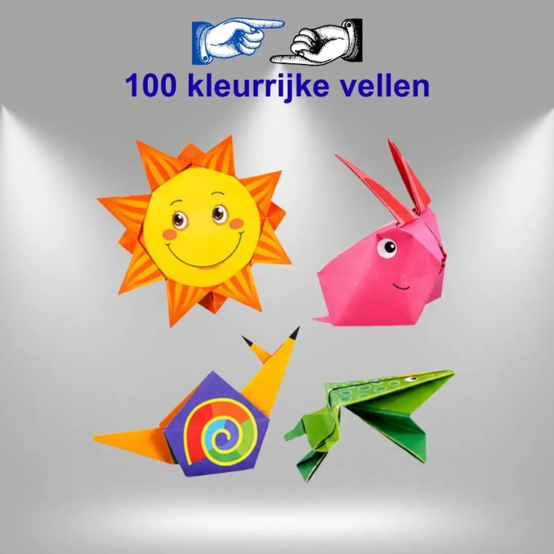 Lean Toys Origami Set - 100 Vellen Vouwpapier - Veelkleurig
