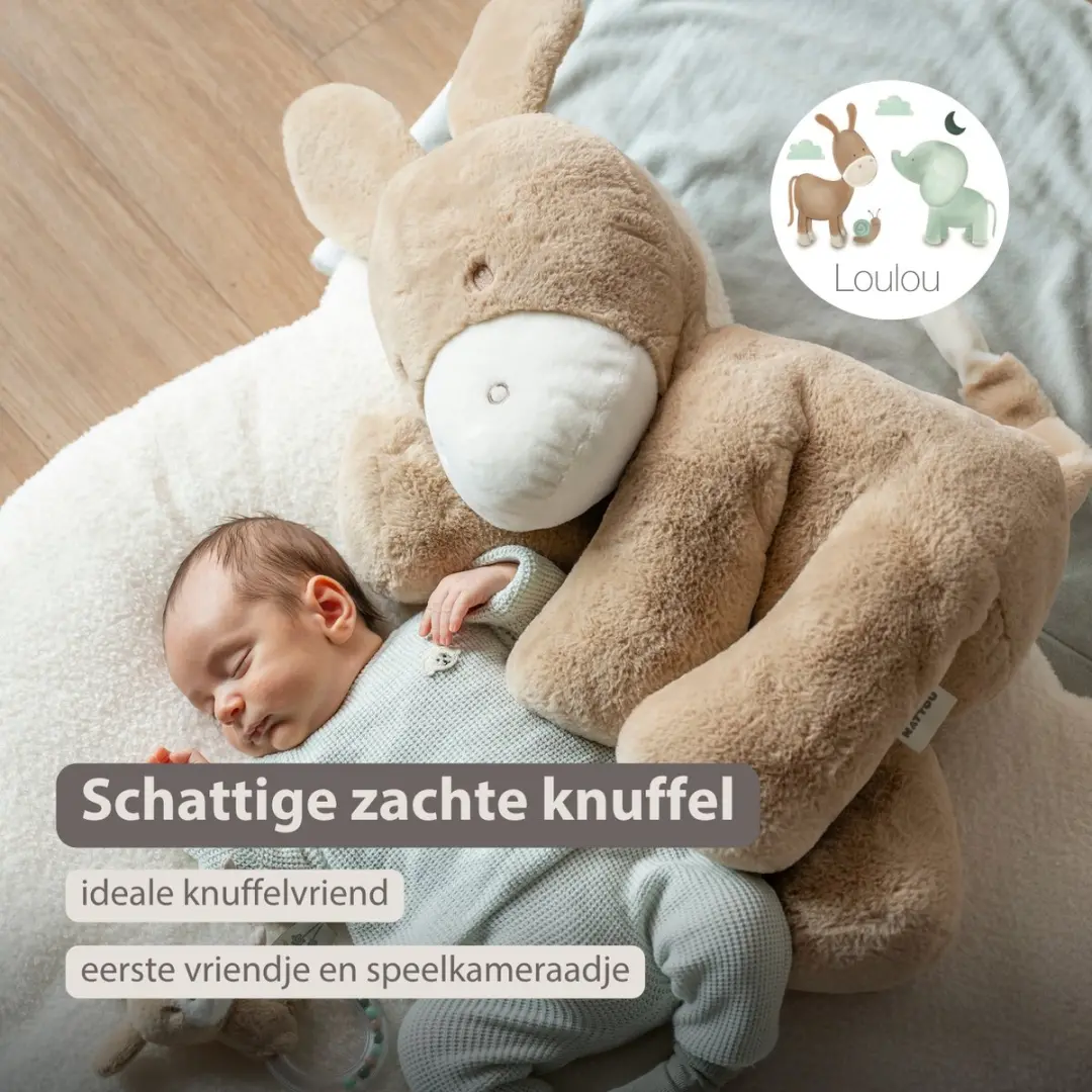 Nattou LouLou Knuffel Ezel 60cm - Licht Karamel