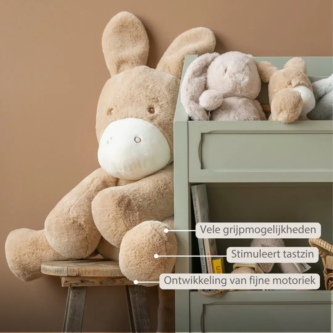 Nattou LouLou Knuffel Ezel 60cm - Licht Karamel - afbeelding 6 van 6
