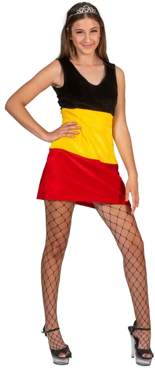 Espa Jurk - Maat 40-42 - Zwart/Geel/Rood