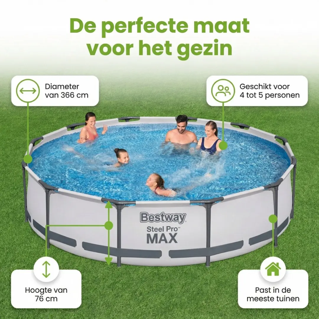 Bestway Steel Pro MAX Zwembad 366x76cm - Grijs - 6473L