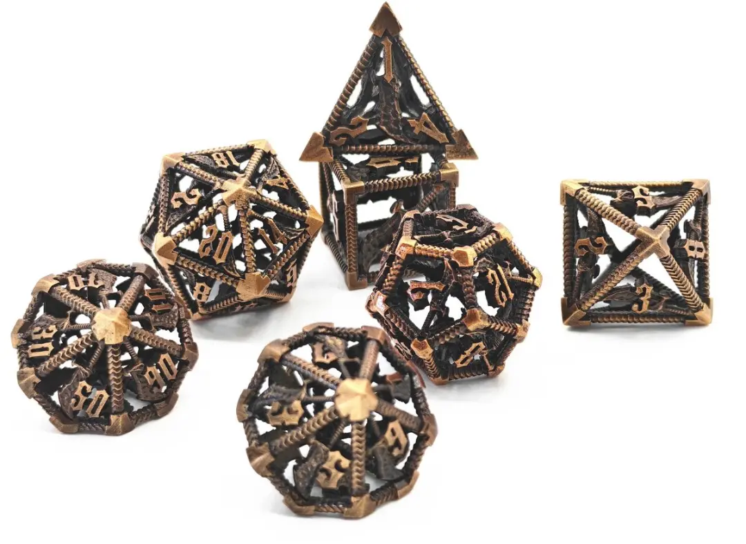 Lapi Toys D&D Polydice Metaal Goudkleurig - 7 Stuks