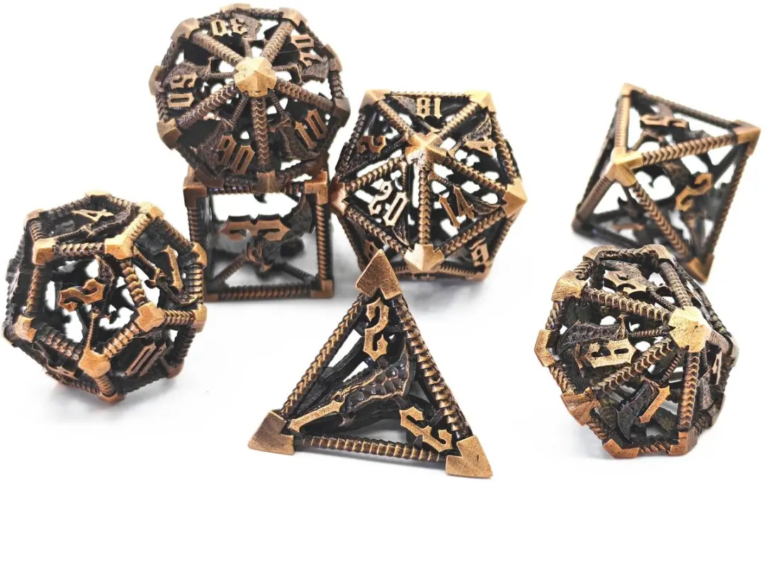 Lapi Toys D&D Polydice Metaal Goudkleurig - 7 Stuks