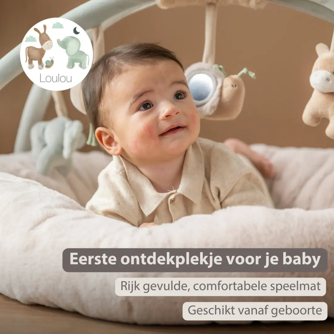 Nattou LouLou Speelmat Baby 90cm - Groen/Beige/Ecru - afbeelding 6 van 6