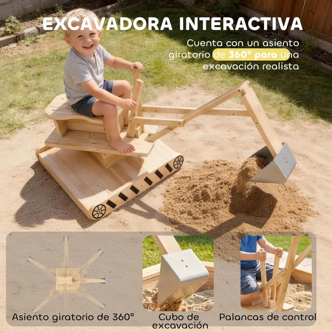 ECTEATOY Zandbak met Graafmachine 52625414 - 184x90x56cm