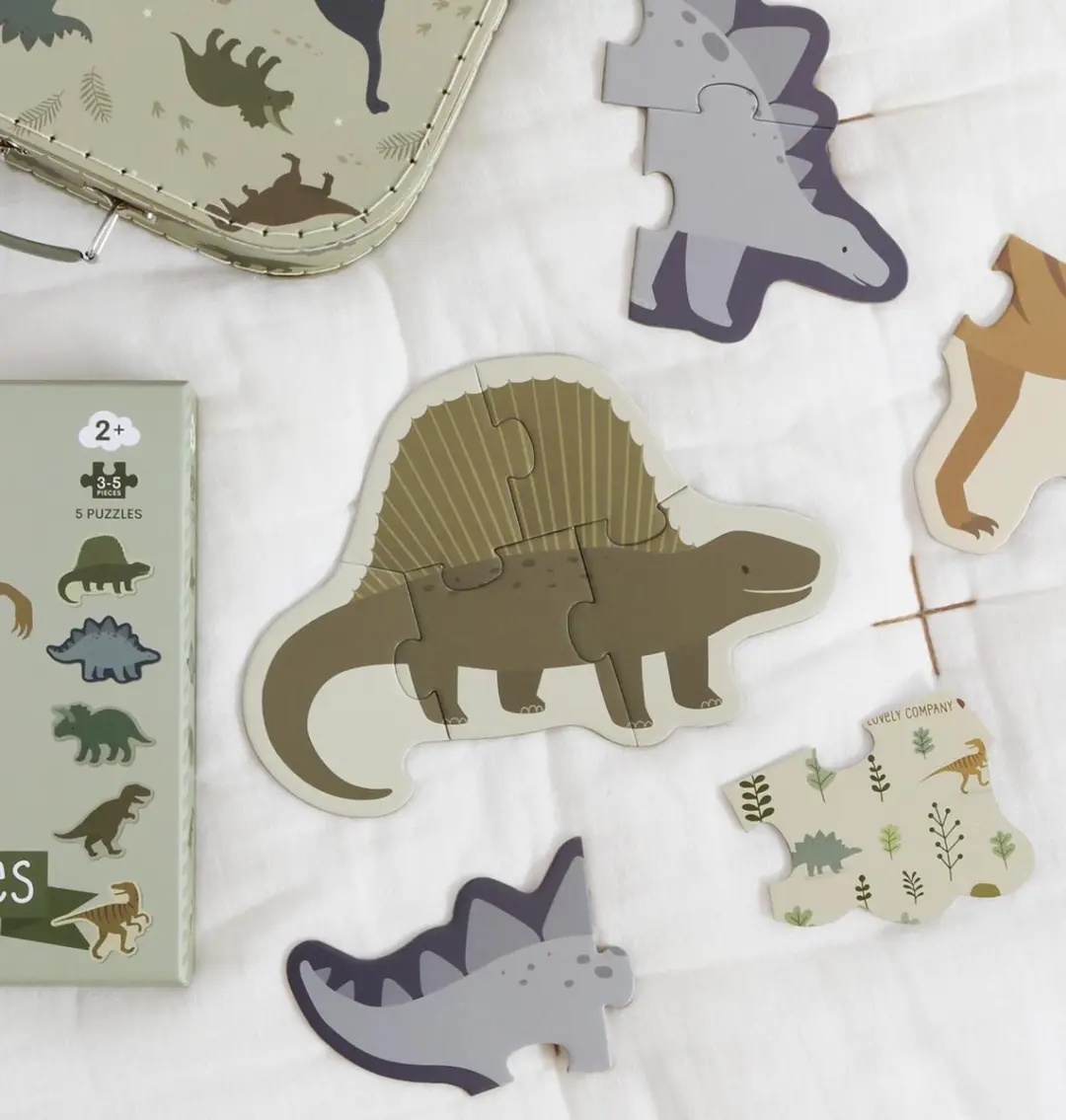 A Little Lovely Company Eerste Puzzel Dinosaurussen - 5 Stuks - 19 Puzzels