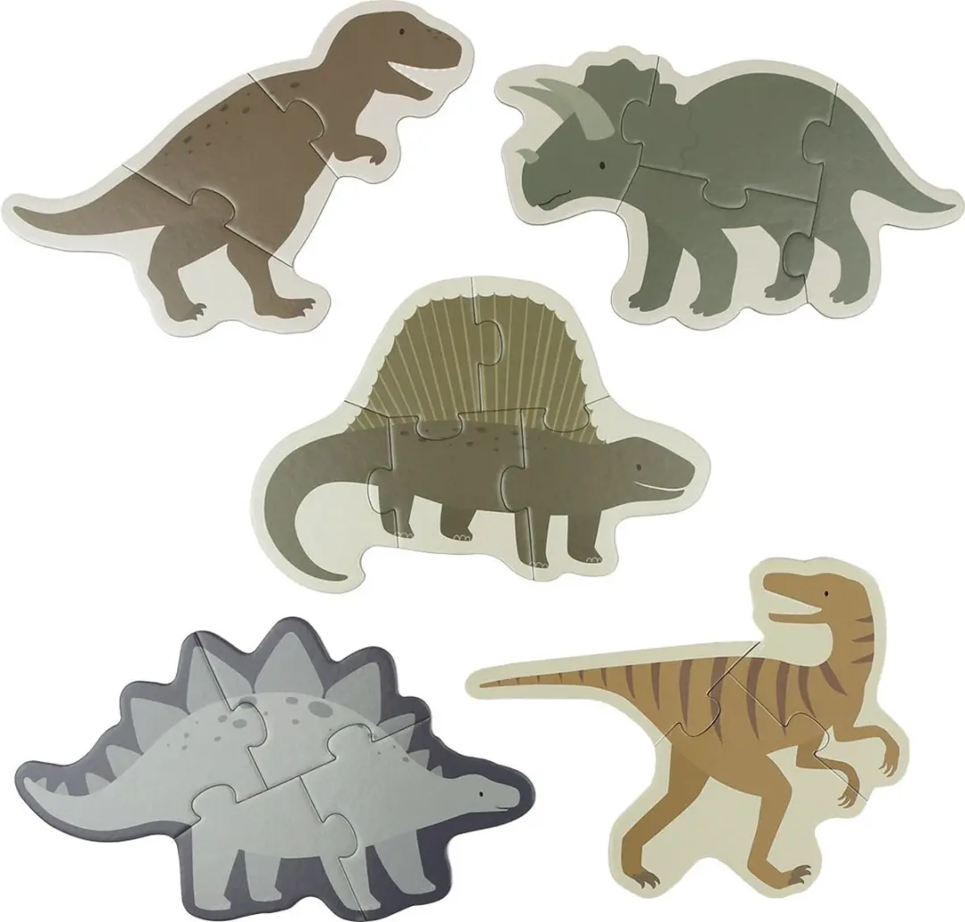 A Little Lovely Company Eerste Puzzel Dinosaurussen - 5 Stuks - 19 Puzzels