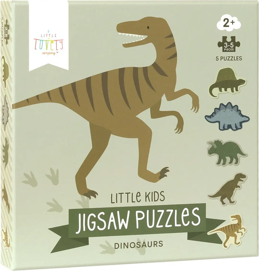 A Little Lovely Company Eerste Puzzel Dinosaurussen - 5 Stuks - 19 Puzzels