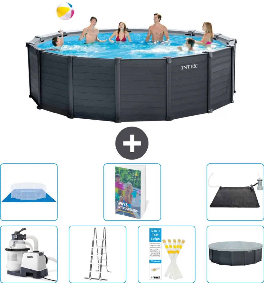 Intex Rond Graphite Gray Panel Zwembad