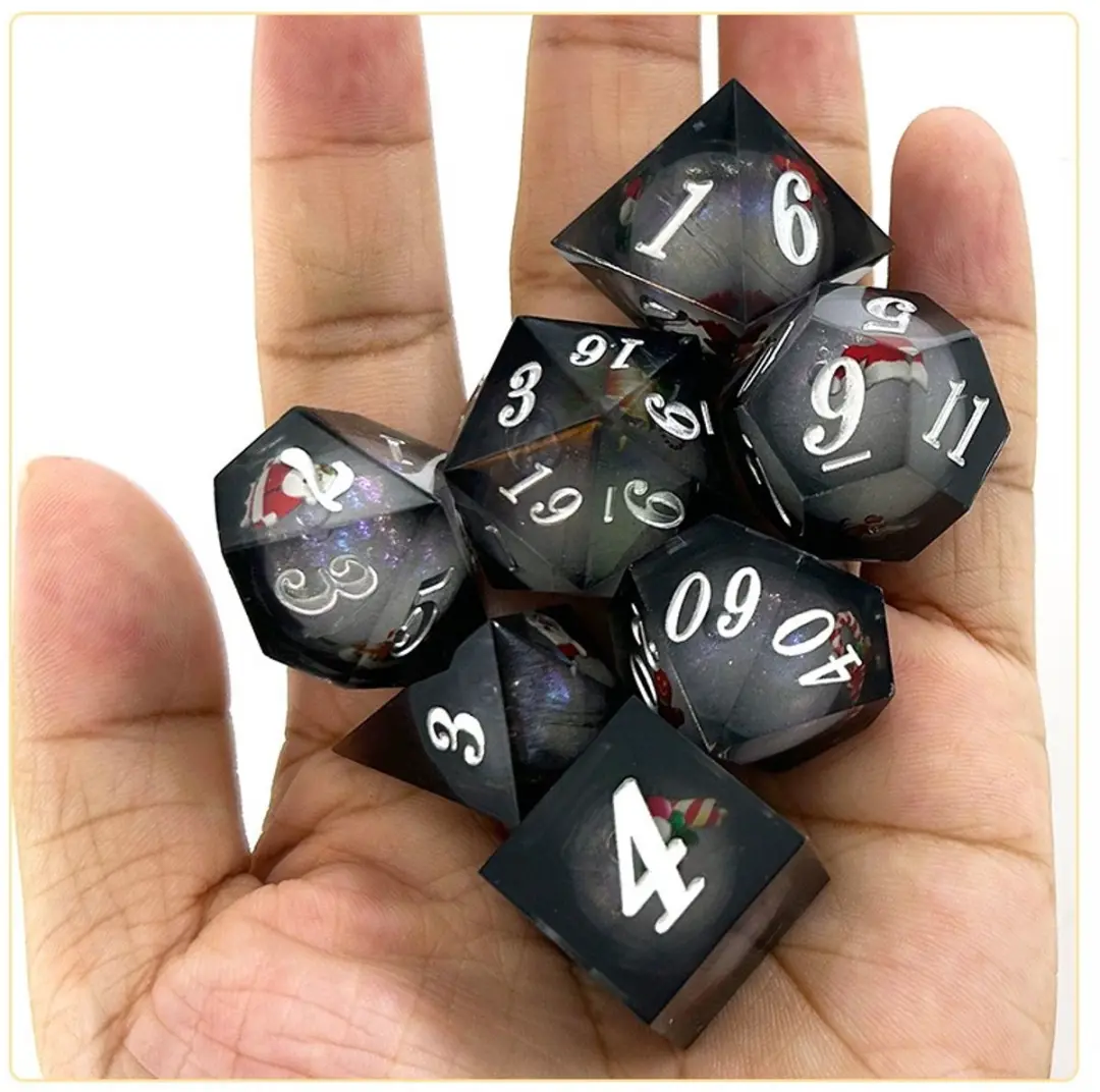 Lapi Toys D&D Polydice Set 7 Stuks - Kersteditie - Zwart/Transparant