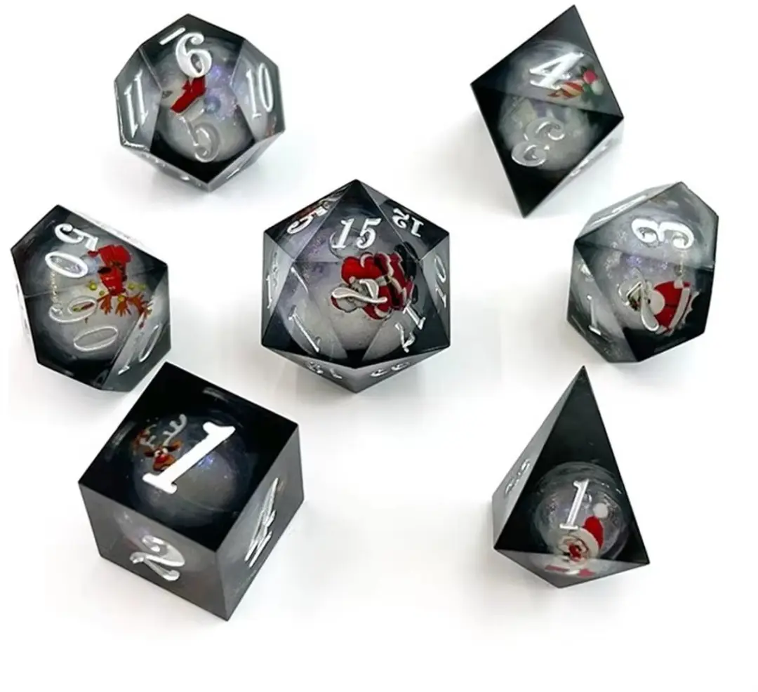Lapi Toys D&D Polydice Set 7 Stuks - Kersteditie - Zwart/Transparant
