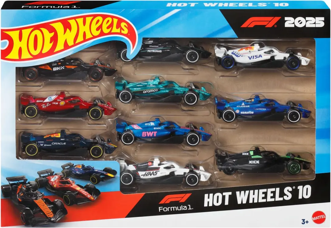Hot Wheels Formula 1 Set 2025 - 10 Stuks - Meerkleurig