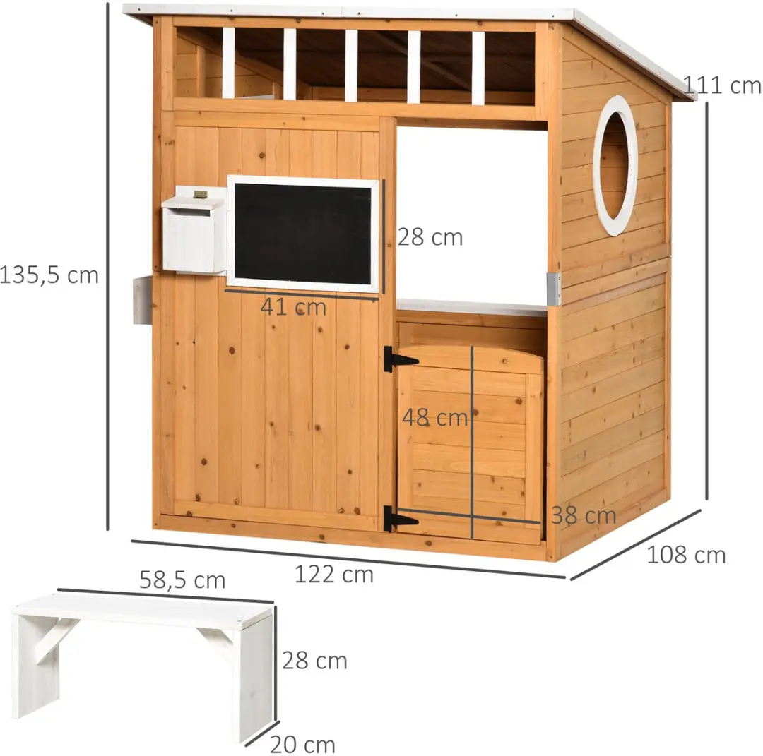 ECTEATOY Houten Speelhuisje Buiten - Natuurhout - Brievenbus/Bloembak - afbeelding 3 van 6