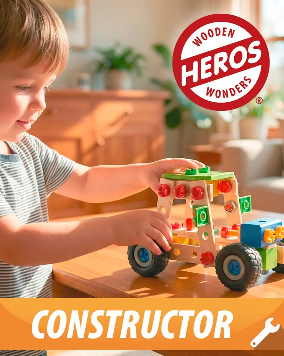 Heros Constructor Quad 4-in-1 Bouwset 110 Stuks - Hout - afbeelding 4 van 6