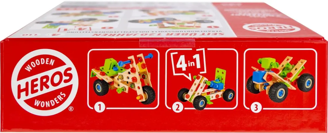 Heros Constructor Quad 4-in-1 Bouwset 110 Stuks - Hout - afbeelding 5 van 6