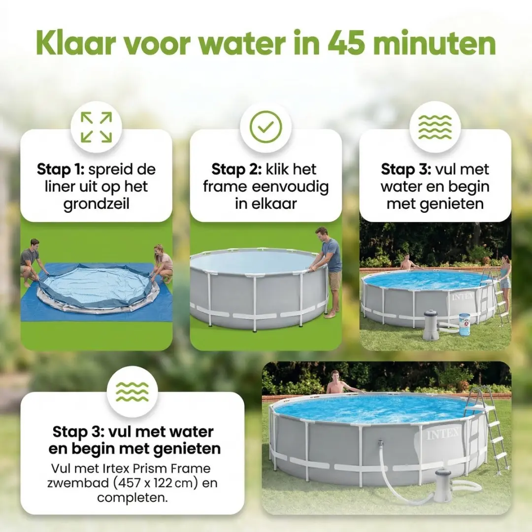 Intex Rond Prism Frame Zwembad 457cm - 8-delig - Grijs
