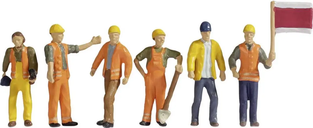 Noch 36277 Spoorwegarbeiders Figuren Schaal N - Blauw/Oranje/Geel