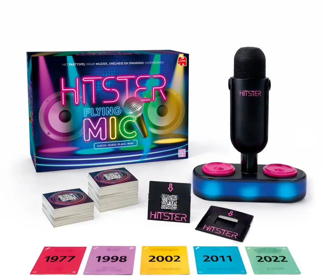Hitster Flying Mic Nederlandstalig Partyspel - 225 Kaarten - 10 Spelers