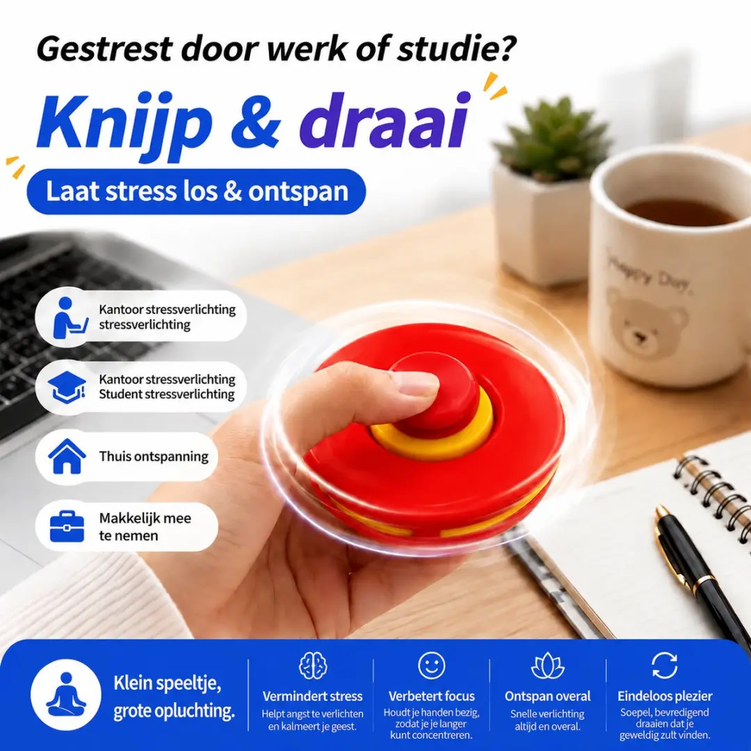 ECTEATOY 2 Stressballen & Fidget Spinner Set - Rood/Orange