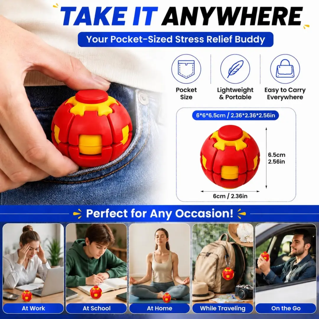 ECTEATOY Stressbal Fidget Spinner Bal 5.5cm - Donkerblauw