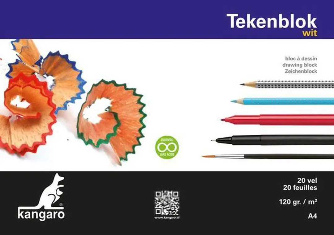 Kangaro Tekenblok A4 Wit - 40 Vel 120gr