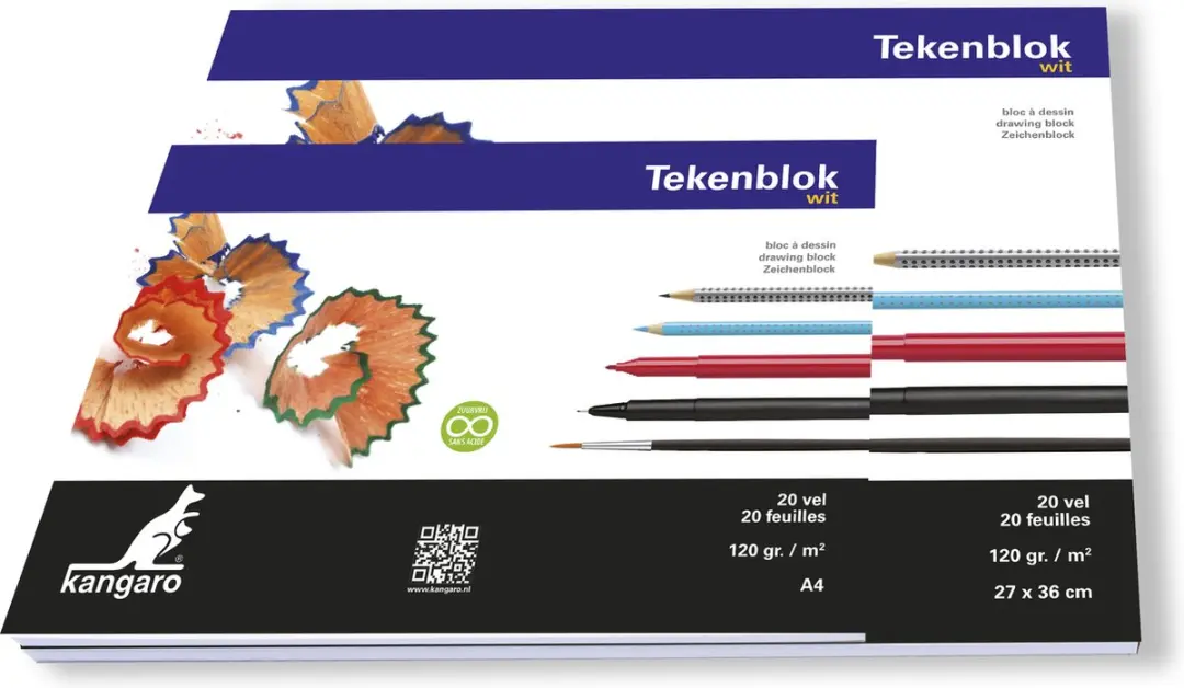 Kangaro Tekenblok A4 Wit - 40 Vel 120gr