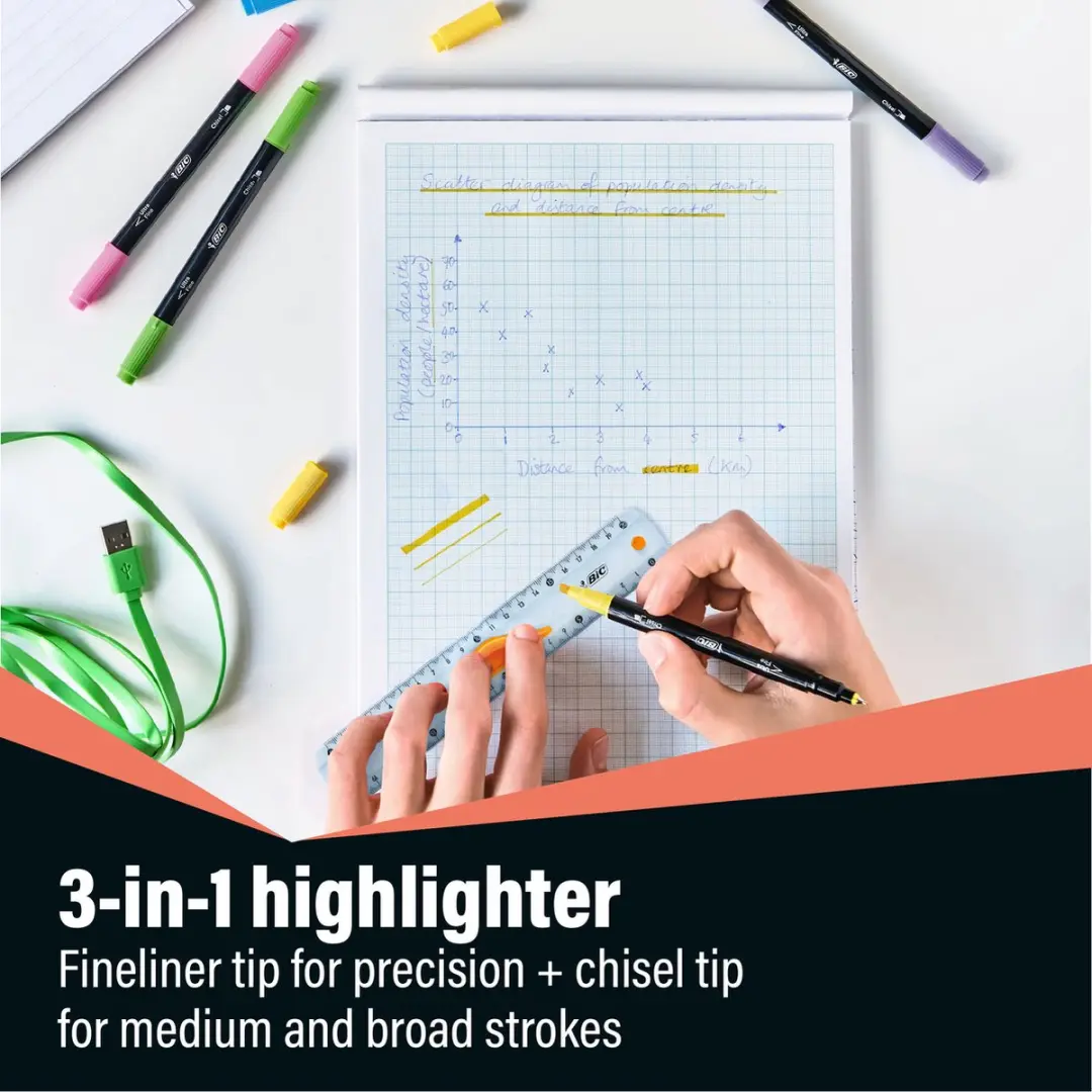 Bic Intensity Dual Tip Highlighter - 6 Stuks - 0.4mm