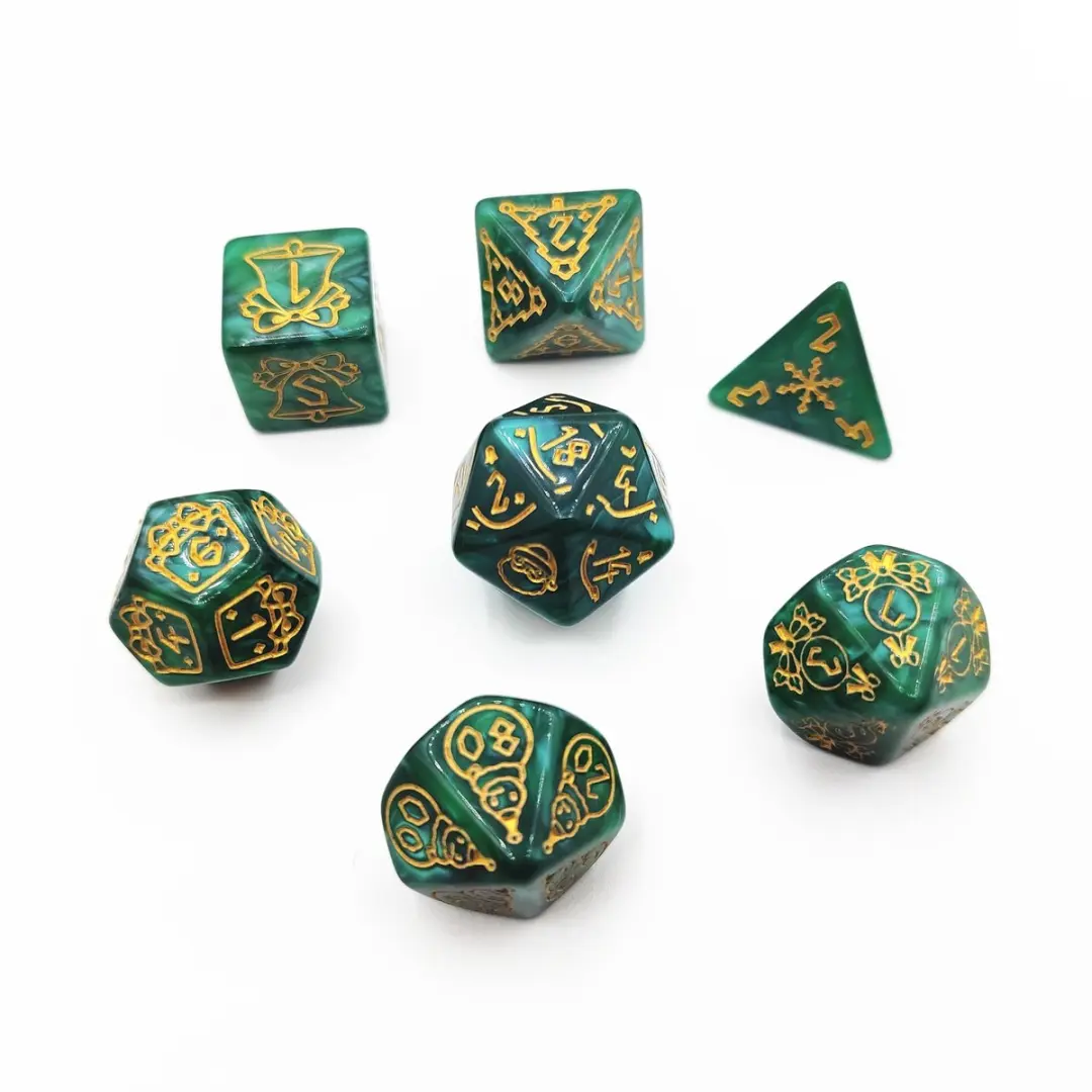Lapi Toys D&D Polydice Set 7 Stuks - Donkergroen/Goud