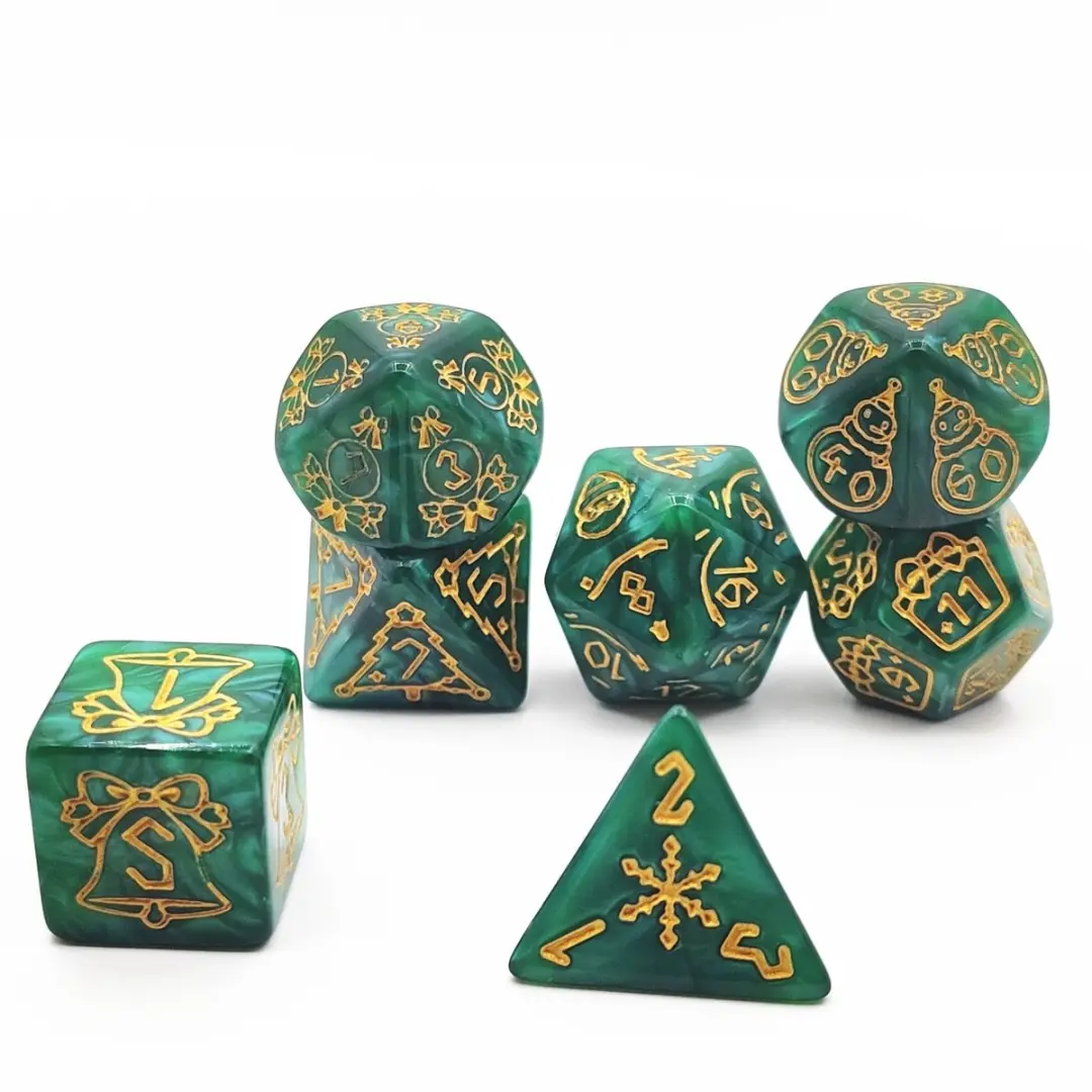Lapi Toys D&D Polydice Set 7 Stuks - Donkergroen/Goud