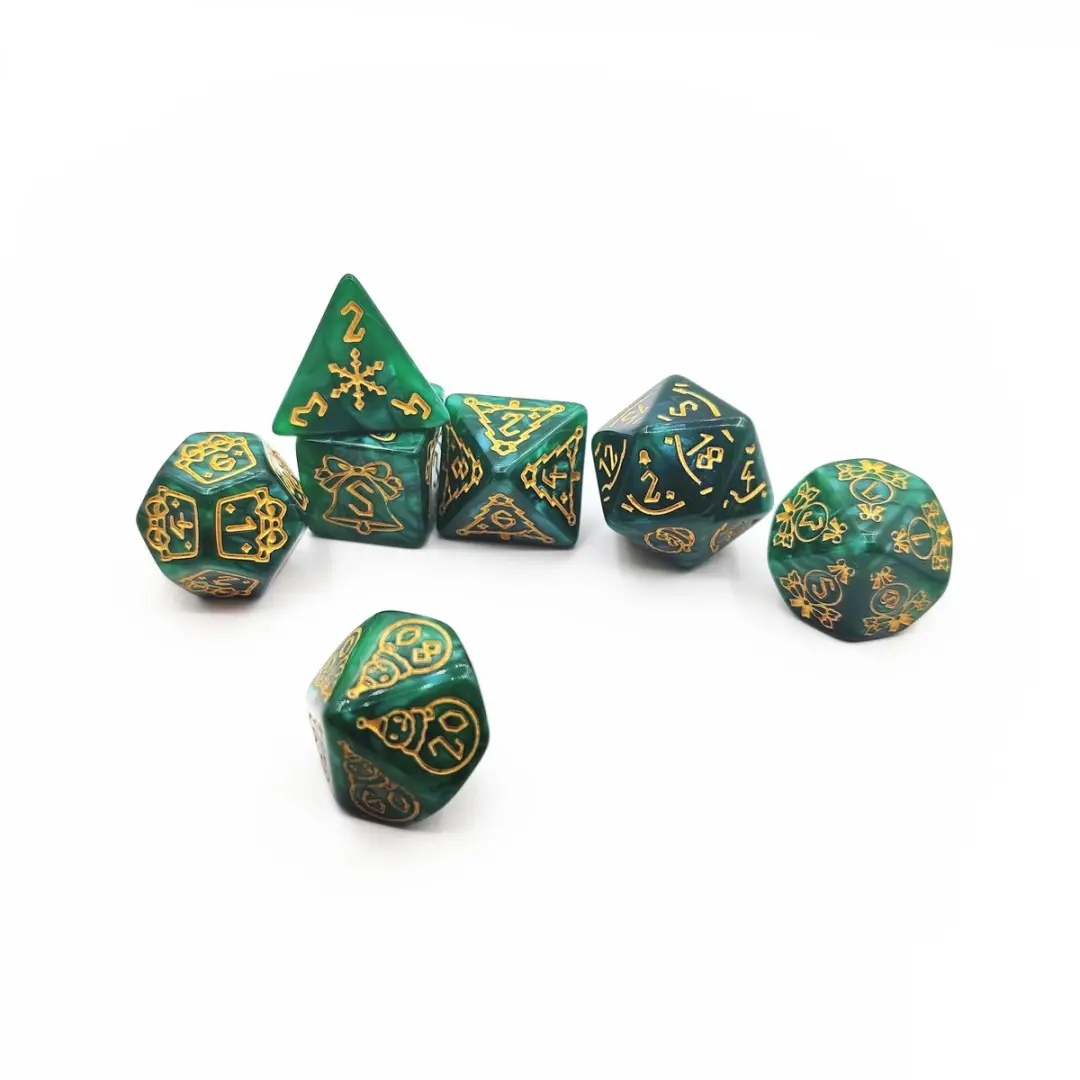 Lapi Toys D&D Polydice Set 7 Stuks - Donkergroen/Goud