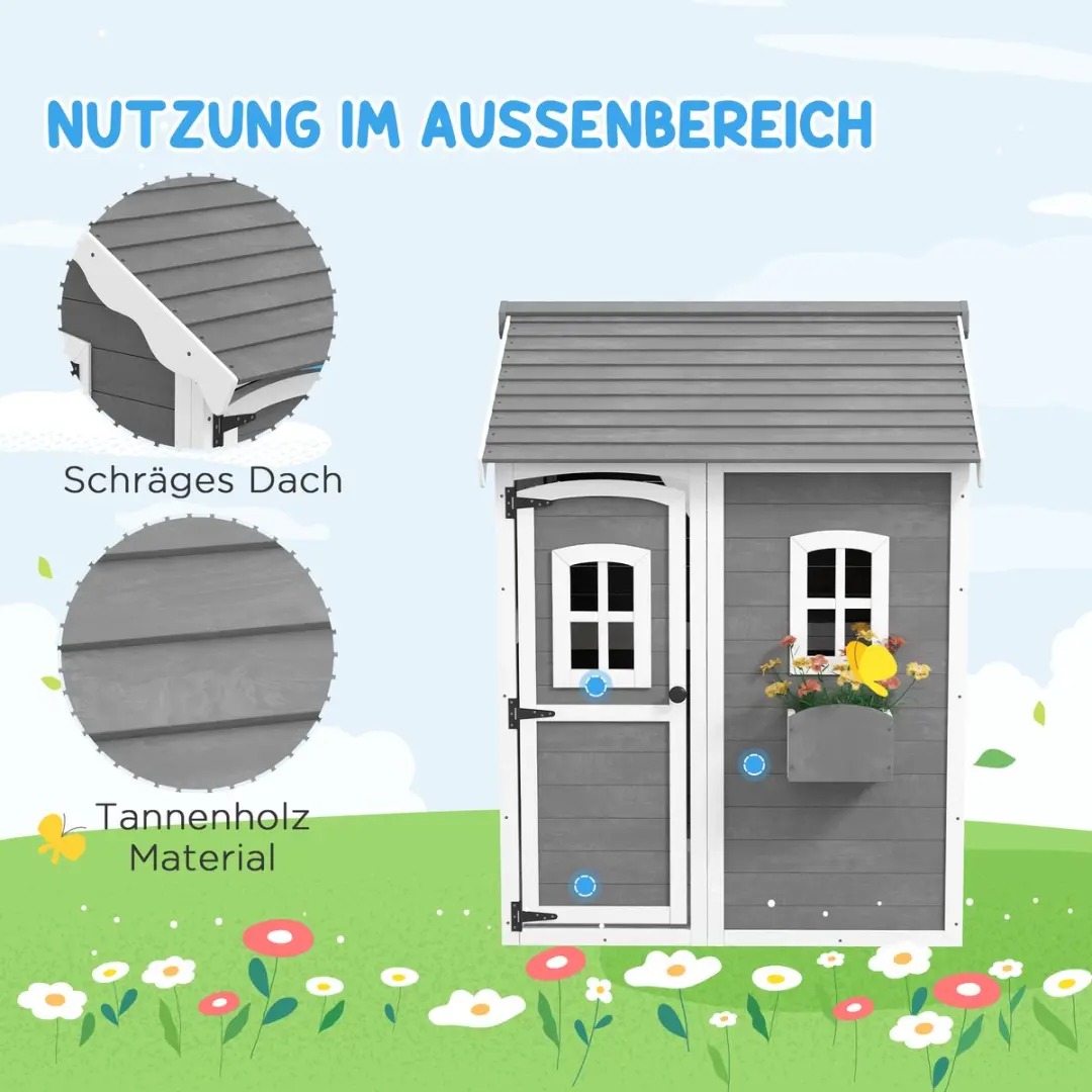 ECTEATOY Houten Speelhuis Grijs - Binnen & Buiten
