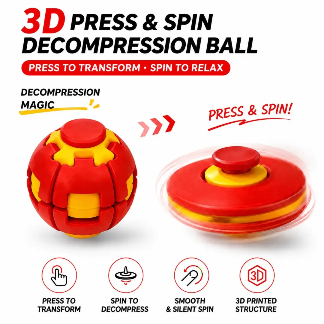 ECTEATOY Stressbal Fidget Spinner Bal - 5,5cm - Oranje