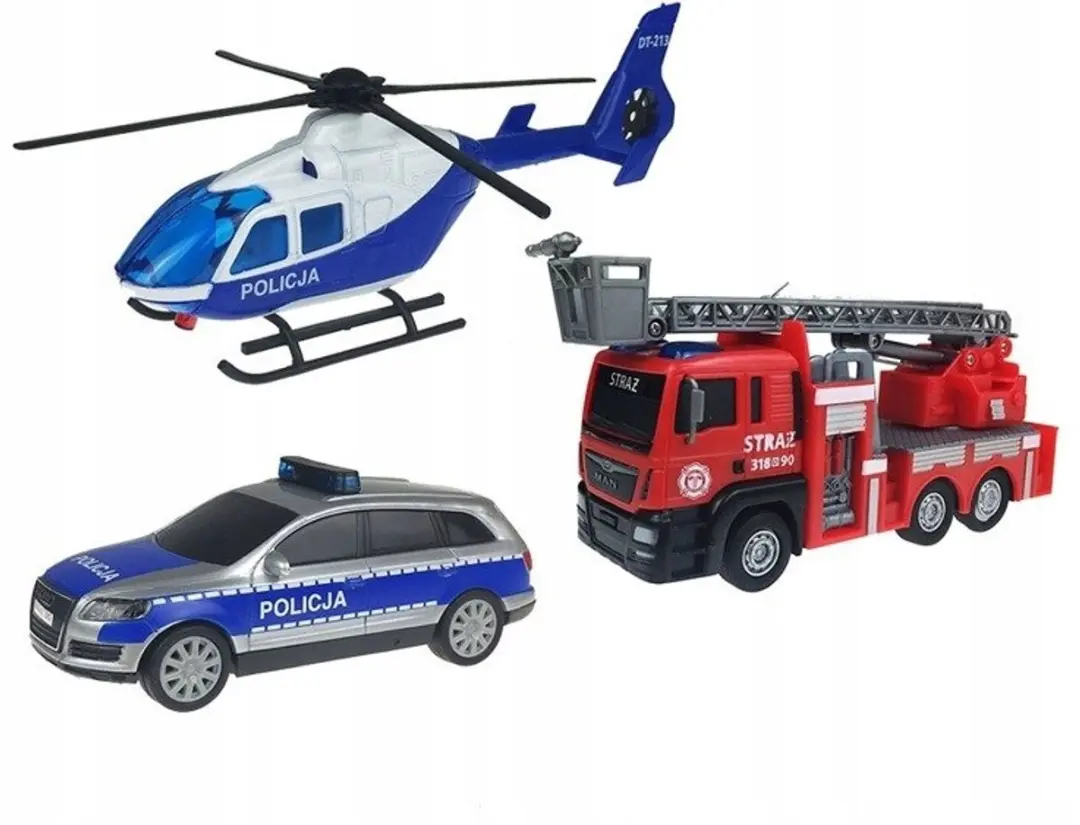Dickie Toys SOS-Voertuigenset Politie Brandweer Helikopter