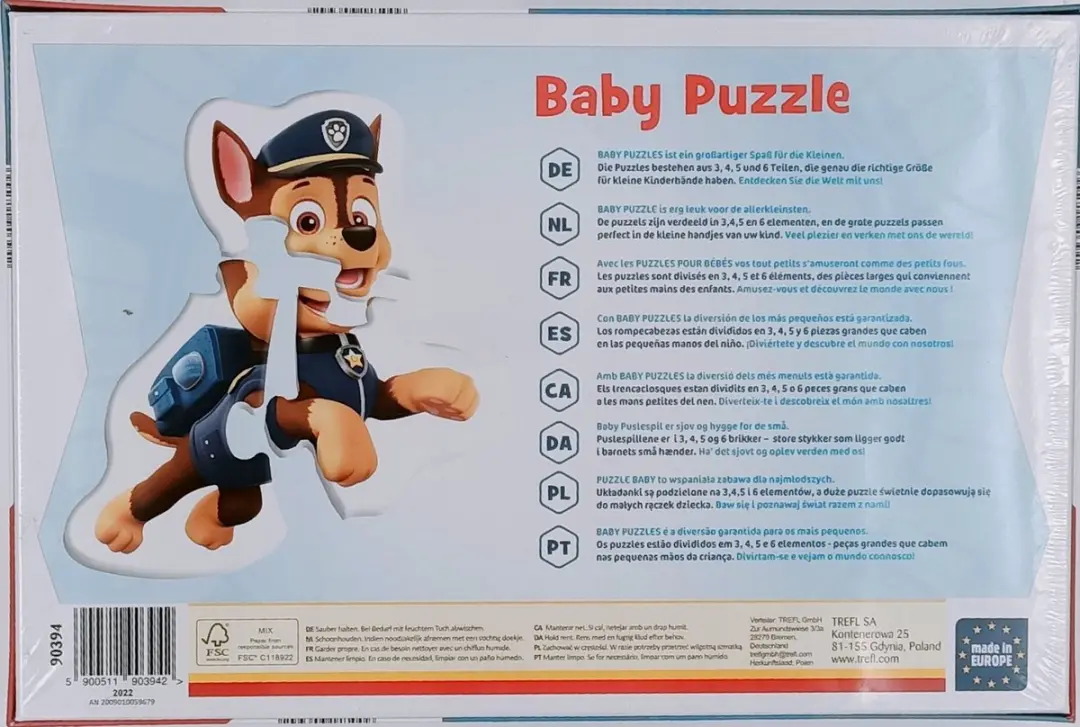 PAW Patrol Babypuzzel Chase Skye Rubble - 12 maanden - Multi