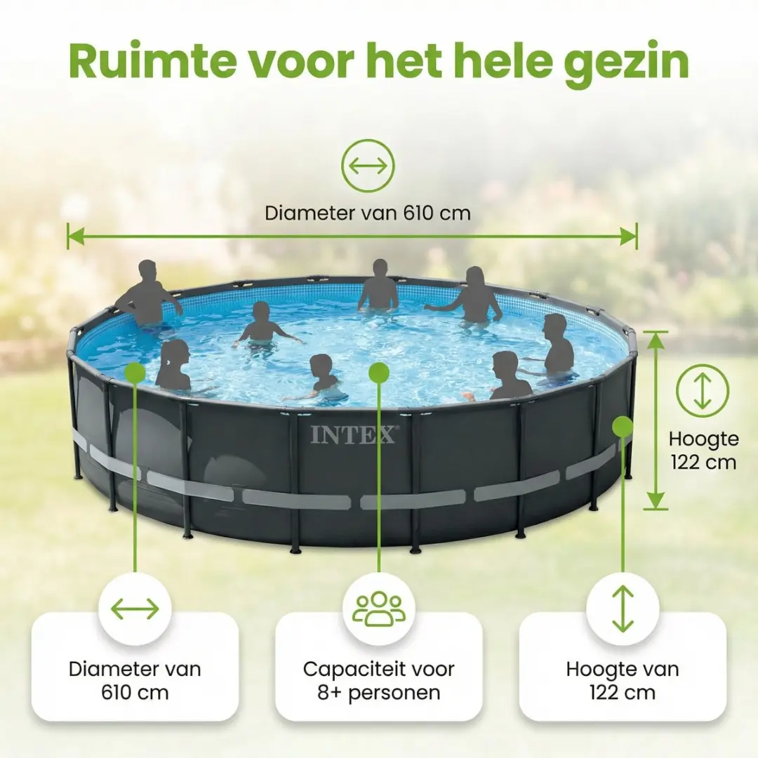 Intex Ultra XTR Frame Zwembad 610x122cm - 8-delig - Grijs
