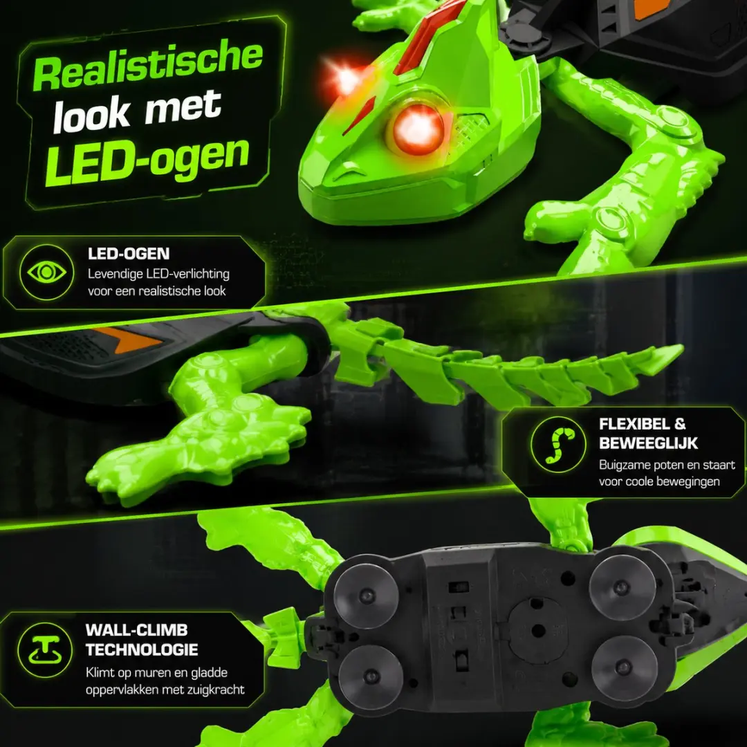 ECTEATOY Elektrische Speelgoedauto Hagedis - 2,4 GHz RC - Oplaadbaar - Zwart/ Groen