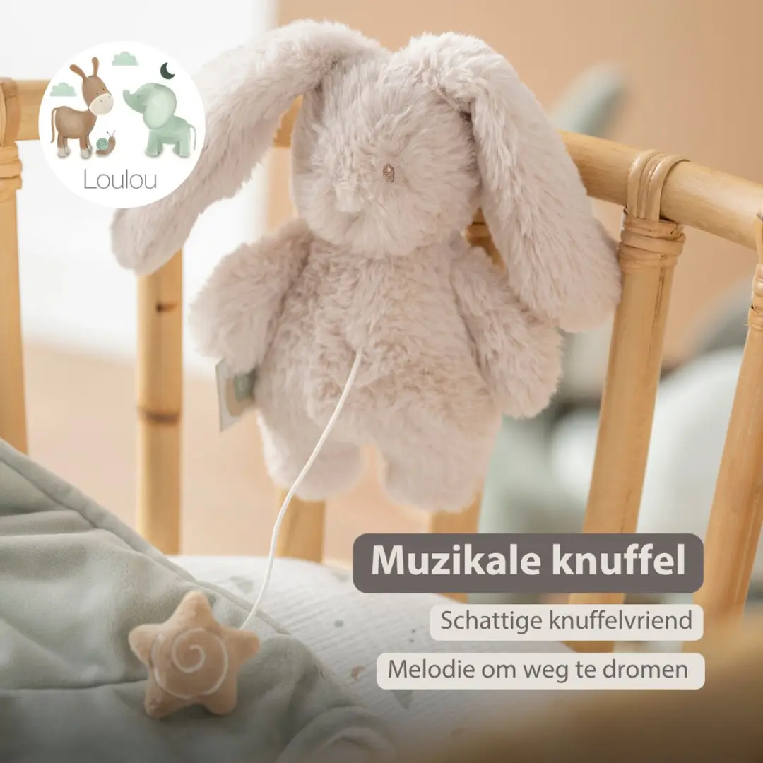 Nattou LouLou Muziekknuffel Konijn 20cm - Zand
