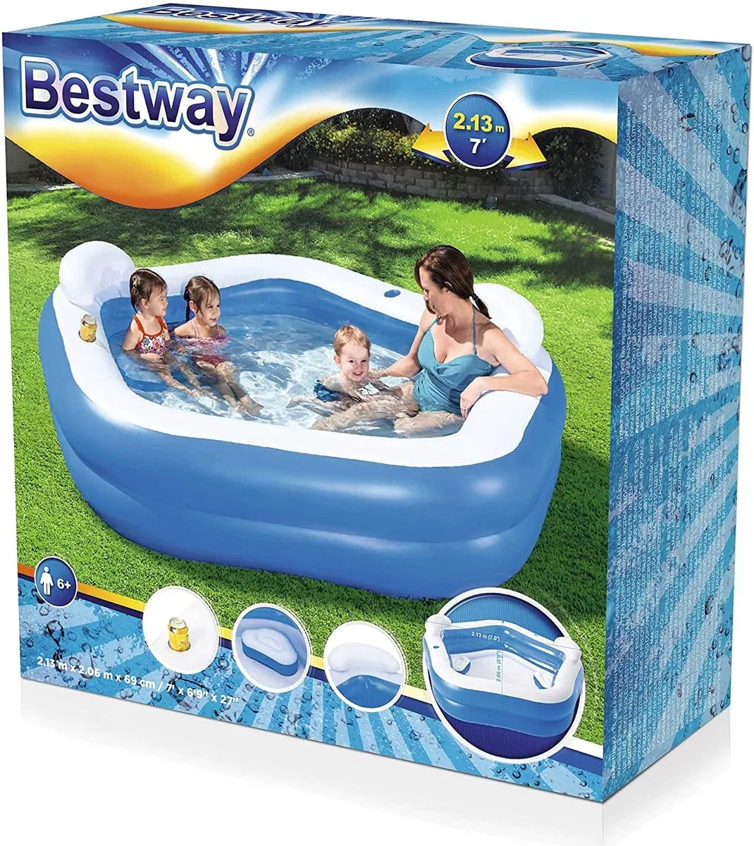 Bestway Vijfhoekig Familiezwembad 213x207x69cm - Blauw