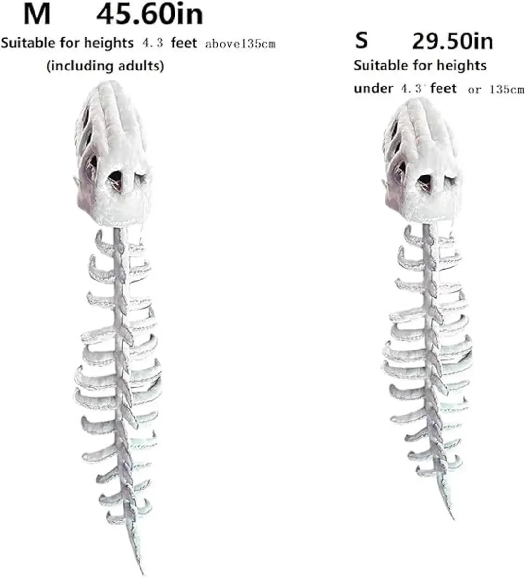 ECTEATOY Dino Skelet Kostuum Pluche - Grijs S
