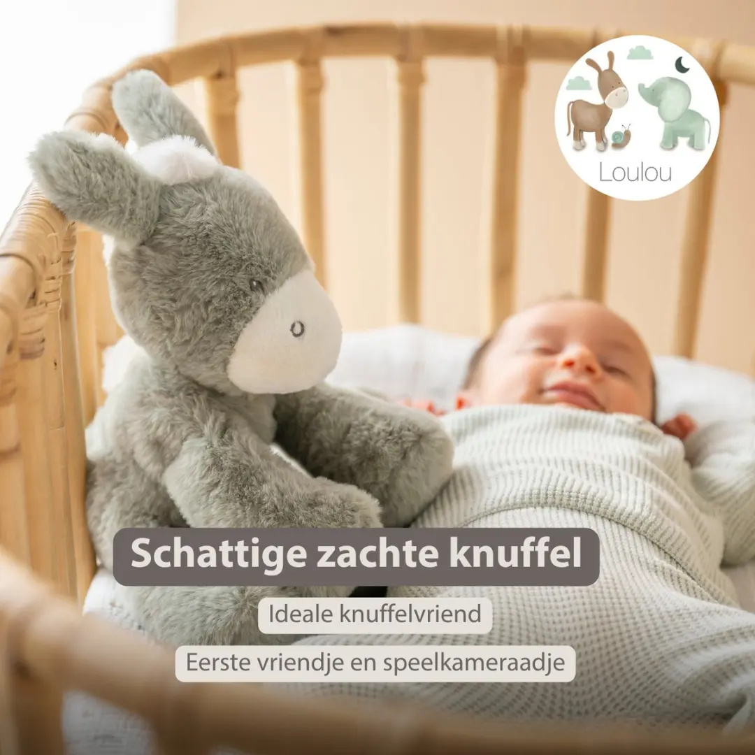 Nattou LouLou Knuffel Ezel 30cm - Donkergroen