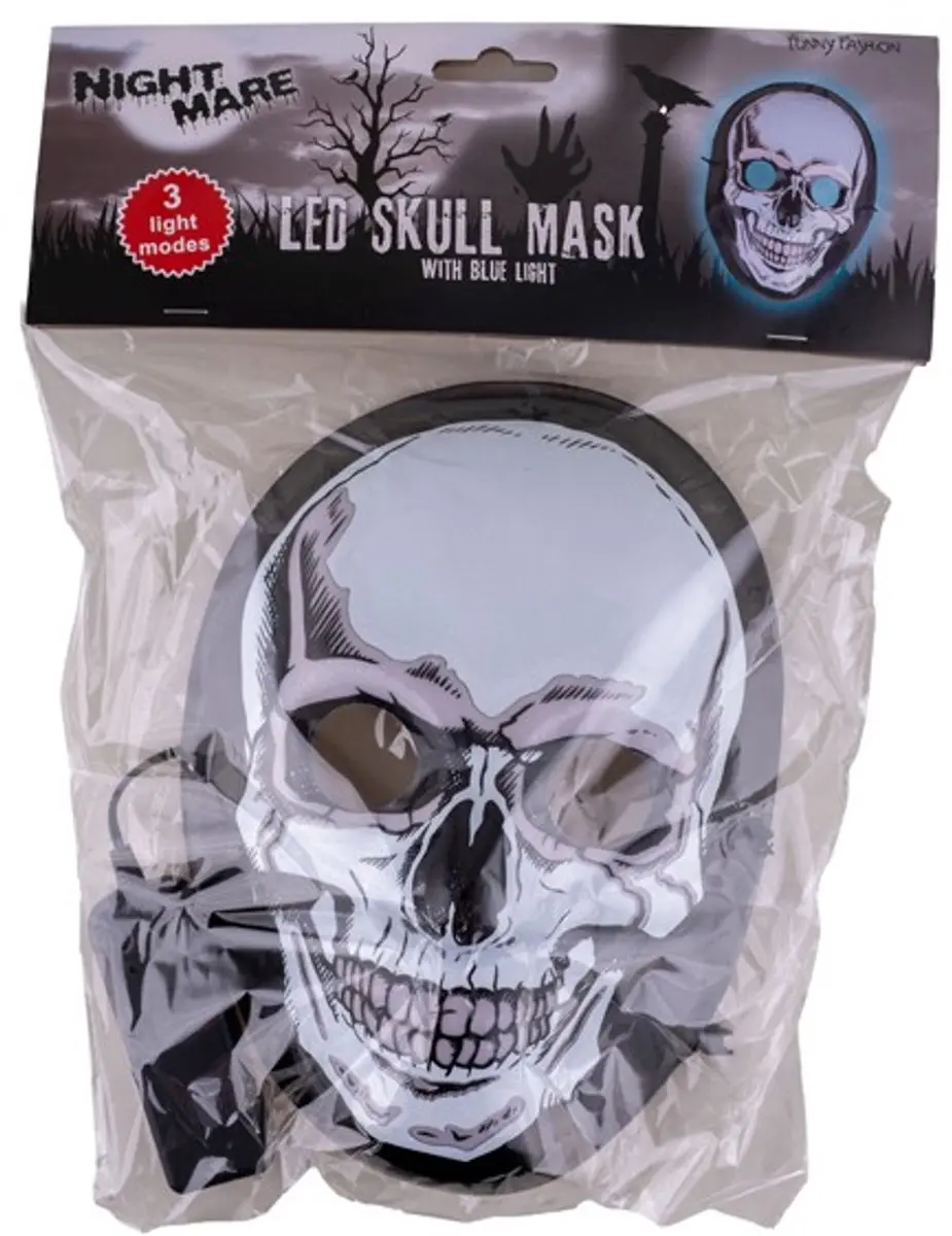 Espa Skull Masker met Blauw LED-licht - One Size