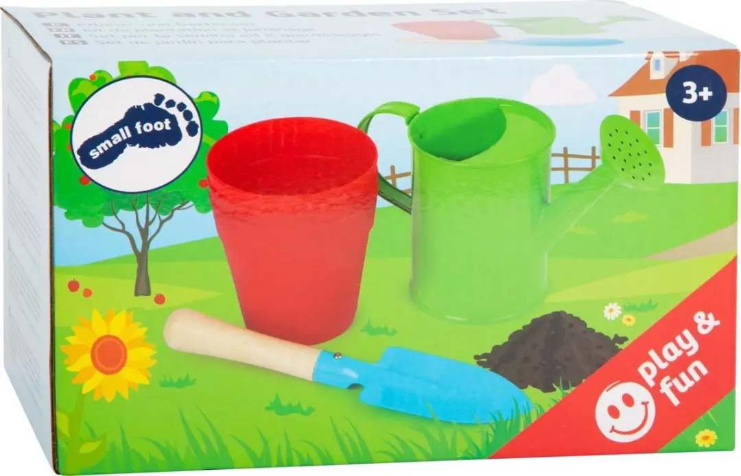 Small Foot Plant & Tuin Set 12016 - Schep, Gieter, Emmer - Rood/Blauw/ Groen