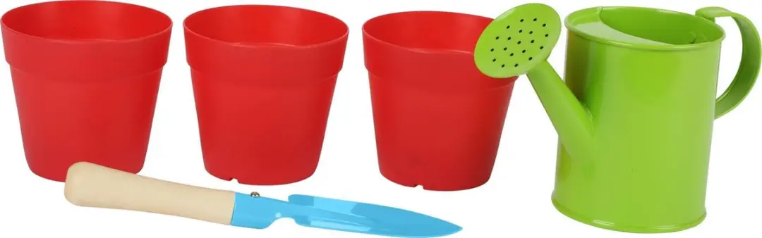 Small Foot Plant & Tuin Set 12016 - Schep, Gieter, Emmer - Rood/Blauw/ Groen