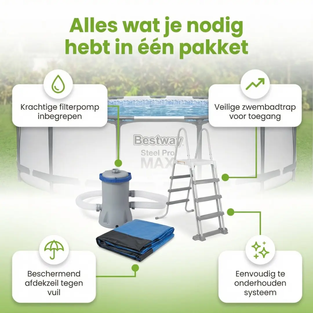 Bestway Steel Pro MAX Zwembad 457x122cm - 7-delig - Grijs