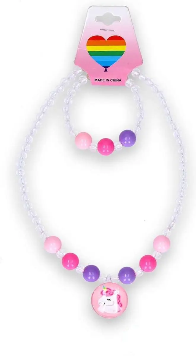 Unicorn Eenhoorn Halsketting & Armband Set - Roze/Paars/Fuchsia