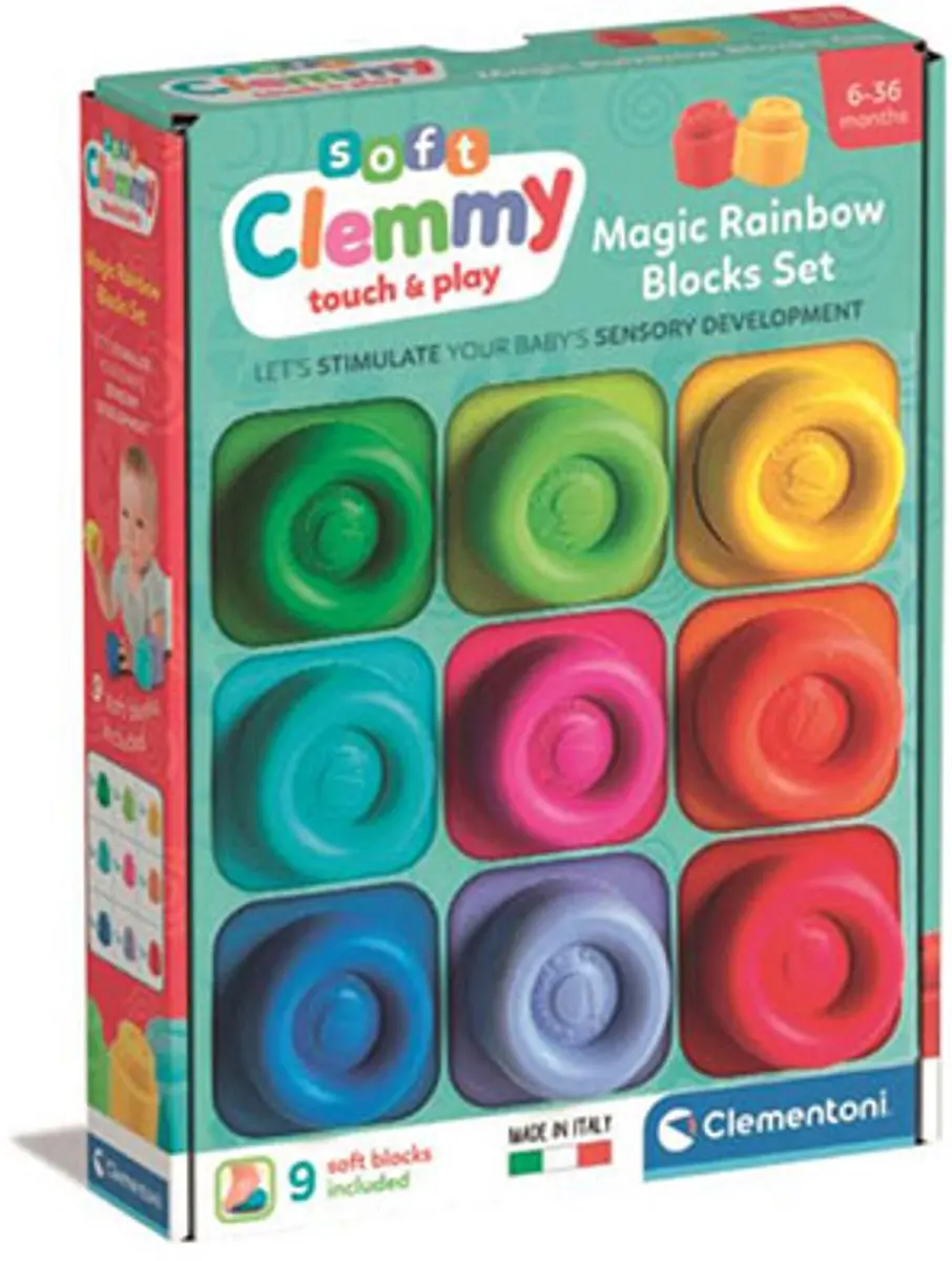 Clementoni 9x Soft Clemmy Regenboog Stapelblokken