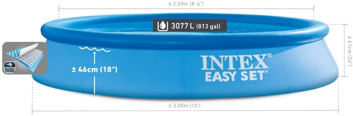 Intex Easy Set Opblaaszwembad 305cm - 3077L - Blauw