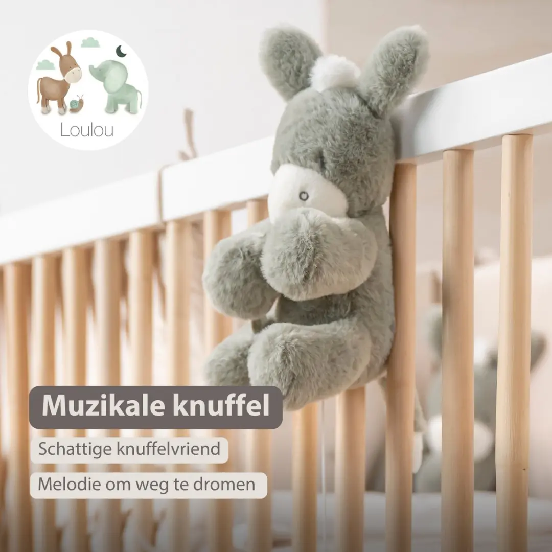Nattou LouLou Muziekknuffel Ezel - 30cm - Donkergroen