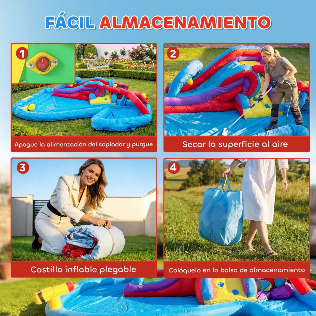 ECTEATOY Springkussen Opblaasbaar Waterpark 6-in-1 - 550W Blower - afbeelding 6 van 6