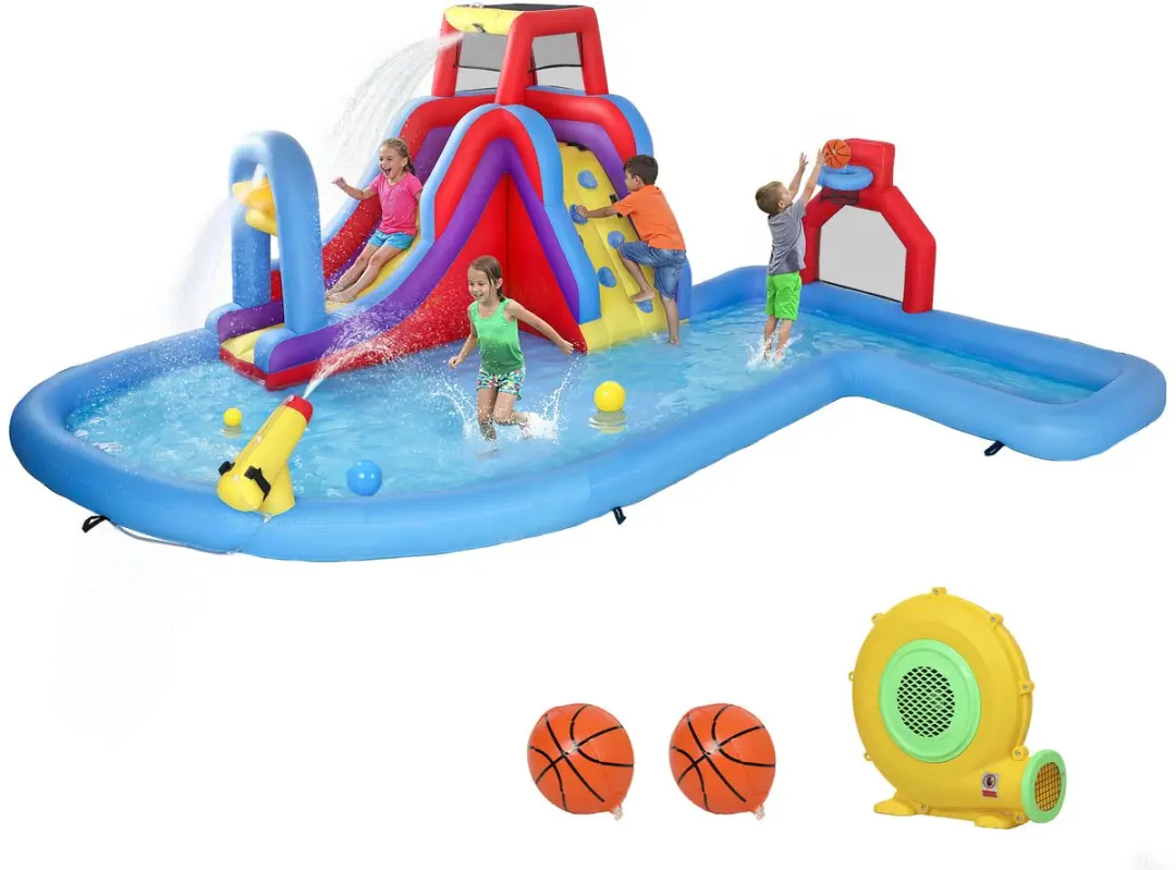 ECTEATOY Springkussen Opblaasbaar Waterpark 6-in-1